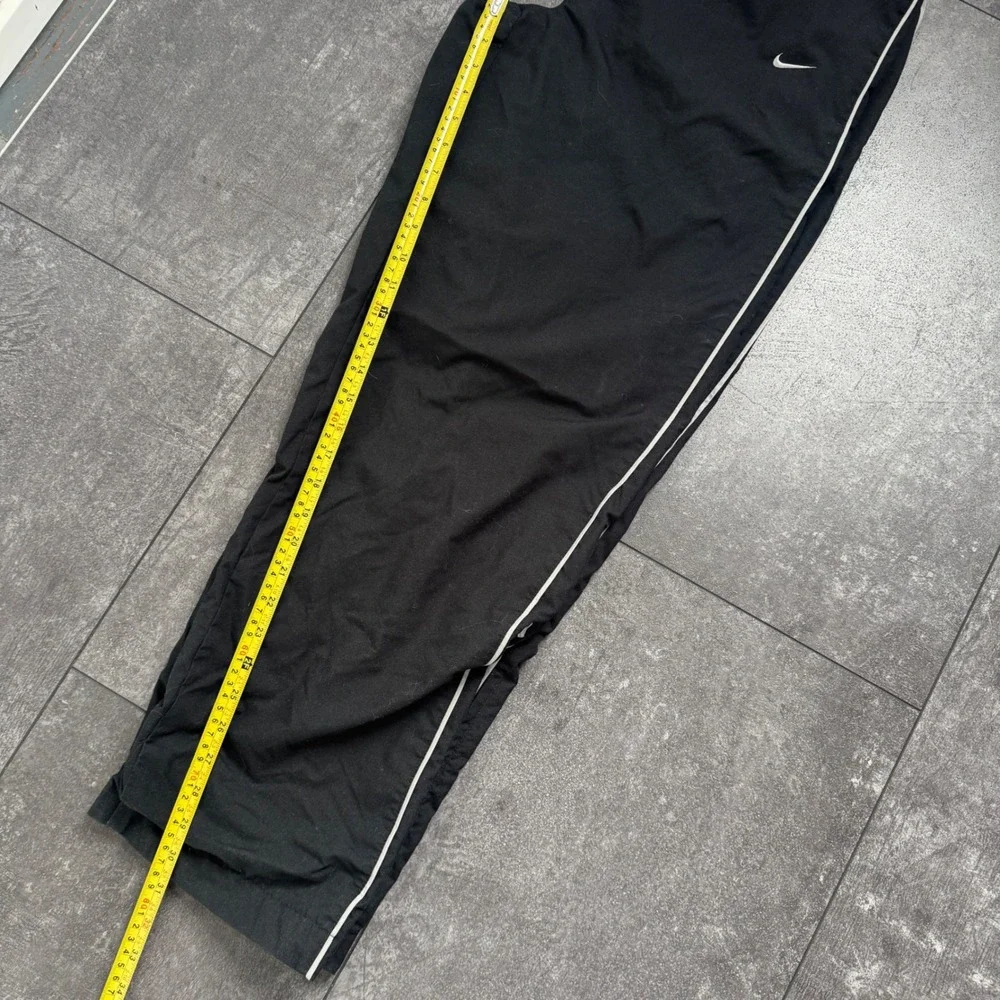Vintage Nike Mens Track Pants Black White Side Stripe Swoosh Large RN56323